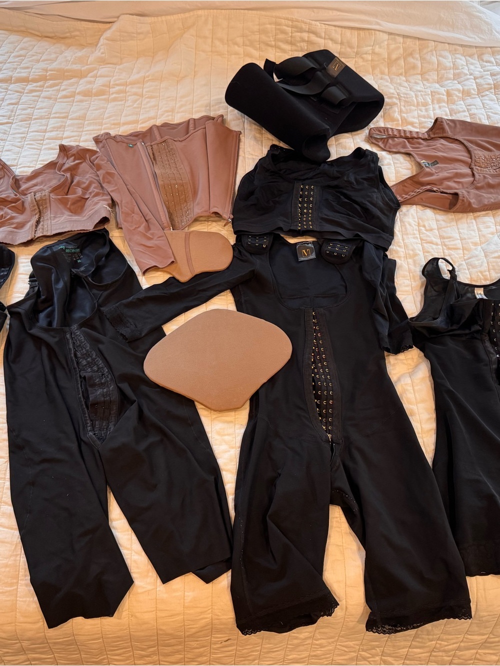 Women's Black and Nude Fajas - Bodysuit, Corset, surgical bra, Waist Cincher etc